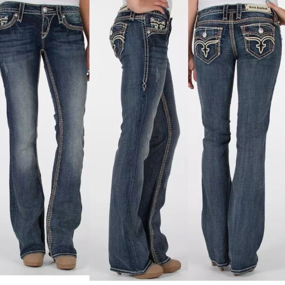 Rock Revival Jenna Stylish Blue Bootcut Women Jeans